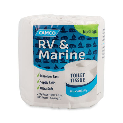 Camco 2-Ply RV and Marine Toilet Paper, Single Roll, 400 Sheets