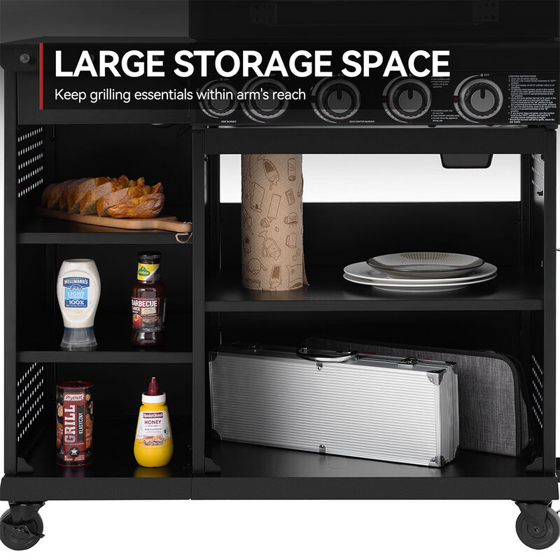 Royal Gourmet OK4002T 4 Burner Gas Grill with Side Burner and Storage Shelves image number 15