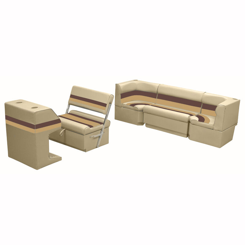Deluxe Pontoon Furniture w/Toe Kick Base - Rear Cozy Package, Sand/Chestnut/Gold