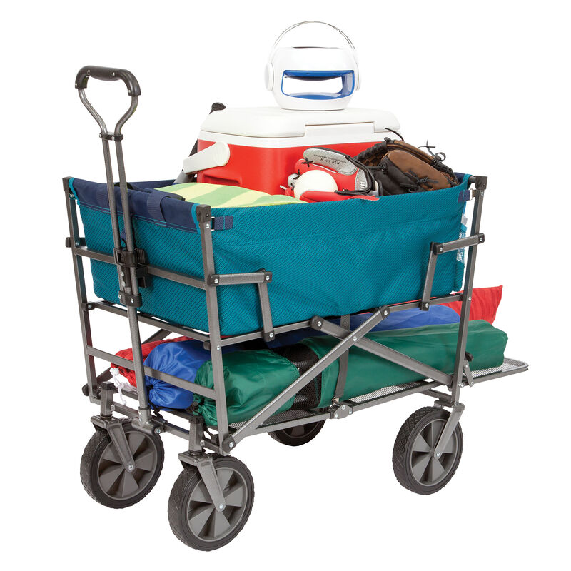 Collapsible Double Decker Outdoor Utility Wagon, Teal image number 1