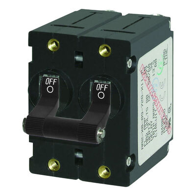 Blue Sea AC Circuit Breaker A-Series Toggle Switch, Double Pole, 10A, Black