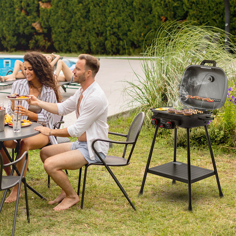 Royal Gourmet Portable 2-Burner Gas Grill w/ Stand & Shelf image number 10