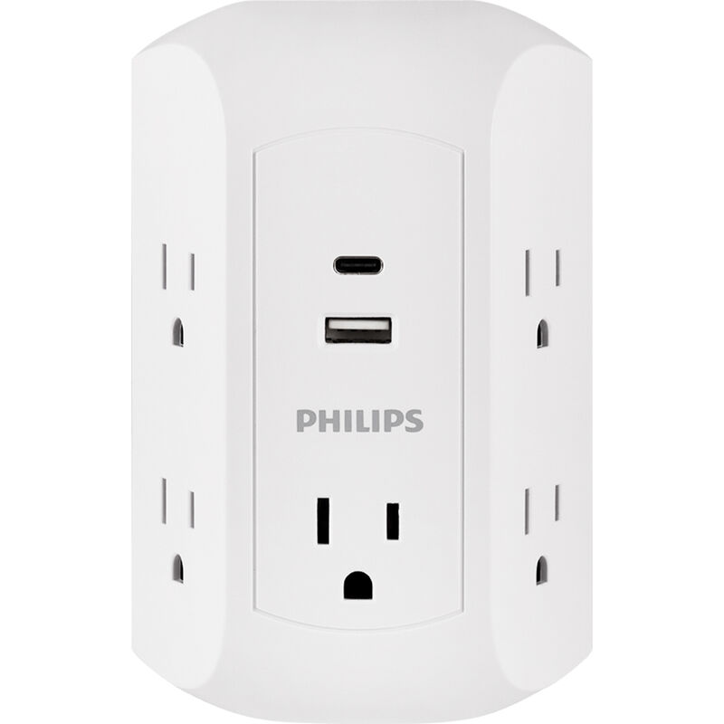 Philips 5-Outlet USB/USB-C Charging Surge Protector image number 3