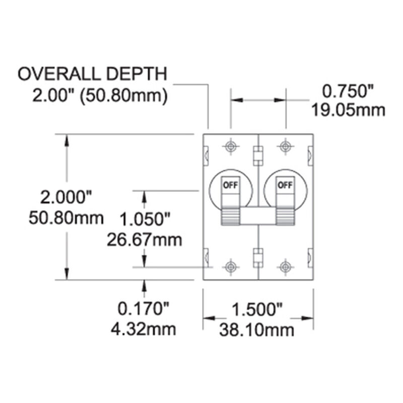 Blue Sea AC Circuit Breaker A-Series Toggle Switch, Double Pole, 15A, White image number 2