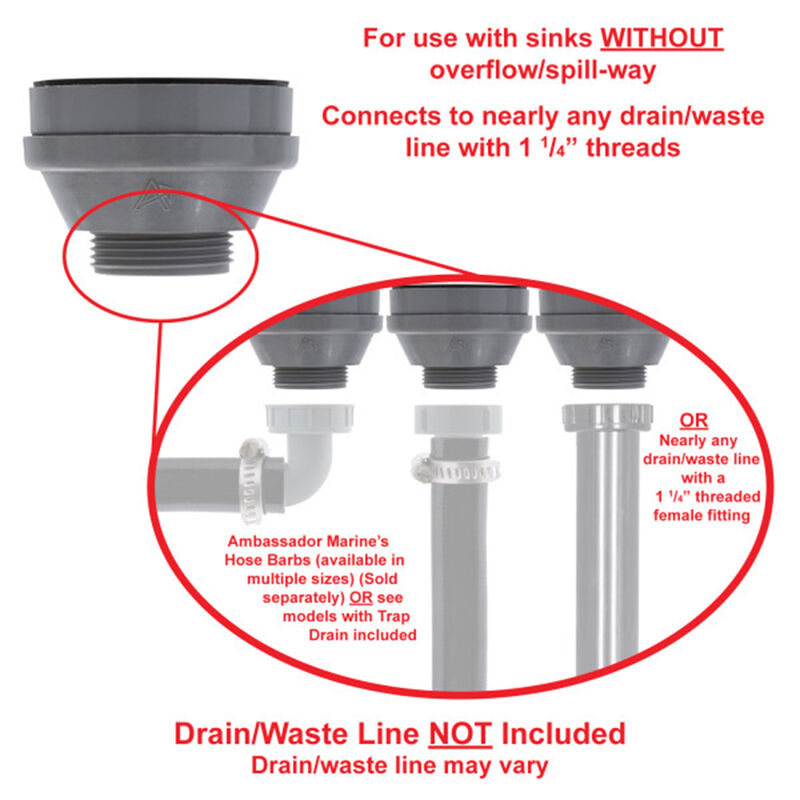 Ambassador Marine 2" Straight Drain with Strainer, Ultra-Mirror image number 4