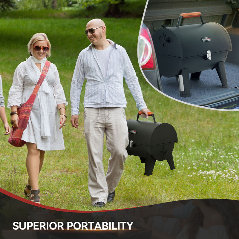 Royal Gourmet Portable Charcoal Grill with 2-Side Cooking Area image number 6