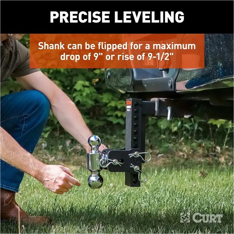 CURT StowPro Ball Mount, 9 in Drop, 2 in Shank, Dual Ball #45963 image number 11