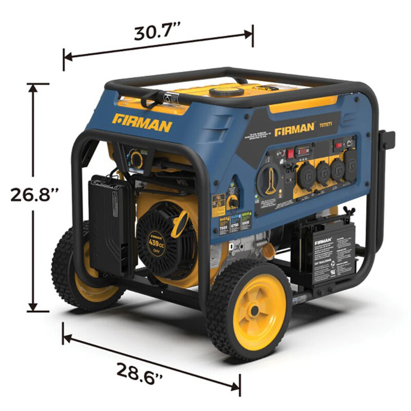 FIRMAN Tri-Fuel 7500W Portable Generator, Electric Start, 120/240V image number 5
