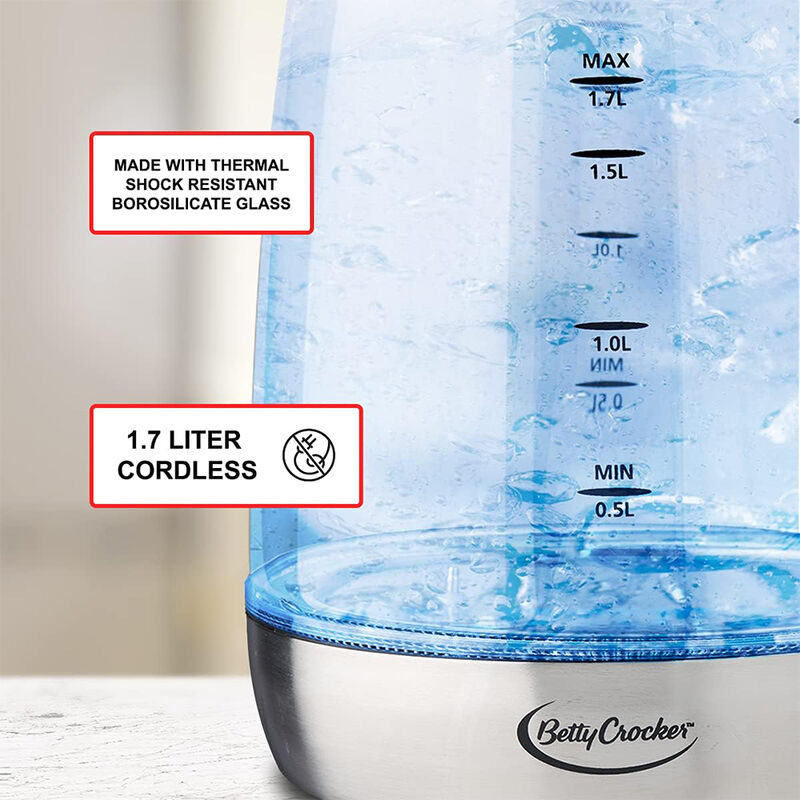 Betty Crocker 1.7-Liter Glass Color-Changing Kettle image number 2