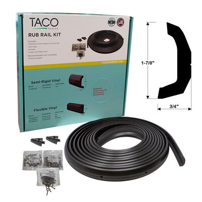 TACO Marine Semi-Rigid Vinyl Rub Rail Kit, 1-7/8" X 3/4", Black