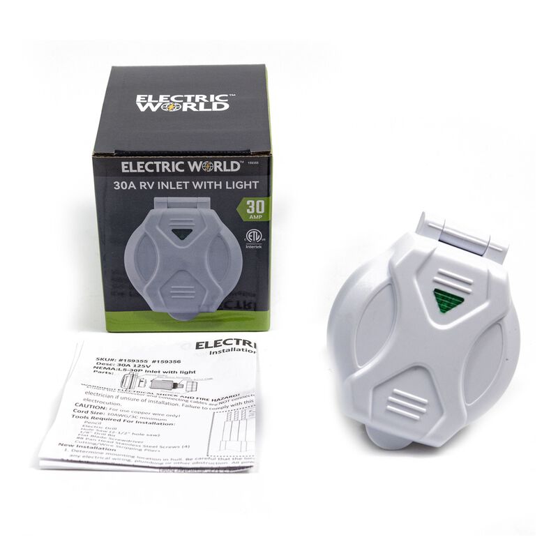 Electric World 30A RV Inlet in White with LED image number 11
