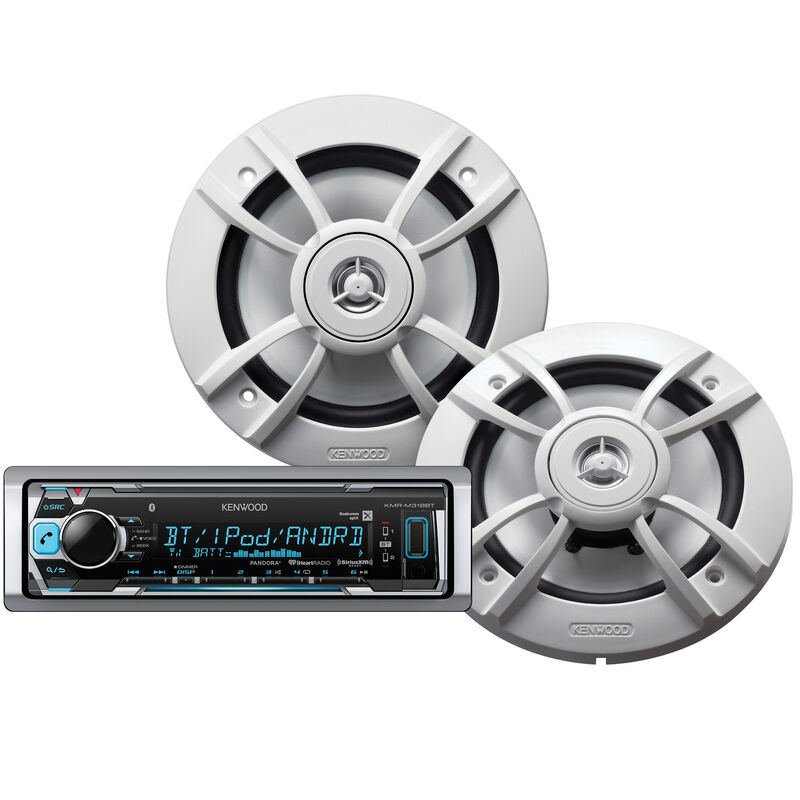 Kenwood KMRM318BT Marine Media Bluetooth Receiver Package w/Two 6.5" Speakers Overton's