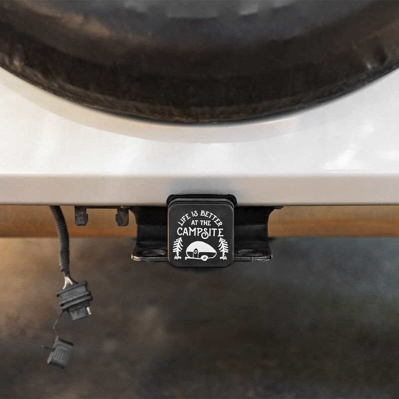 Camco Life is Better at the Campsite 2" Hitch Receiver Cover, Sketch image number 3