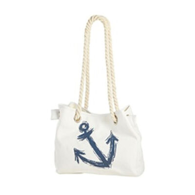 Beachcomber Coastal Life White Anchor Tote