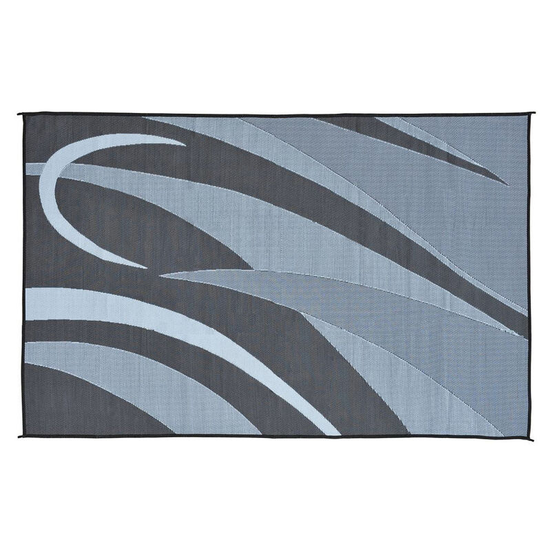 Reversible Graphic Design RV Patio Mat, 8' x 20', Black/Silver image number 3