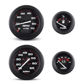 Sierra Amega 4-Gauge Set, Tachometer, Voltmeter, Speed and Fuel Gauge