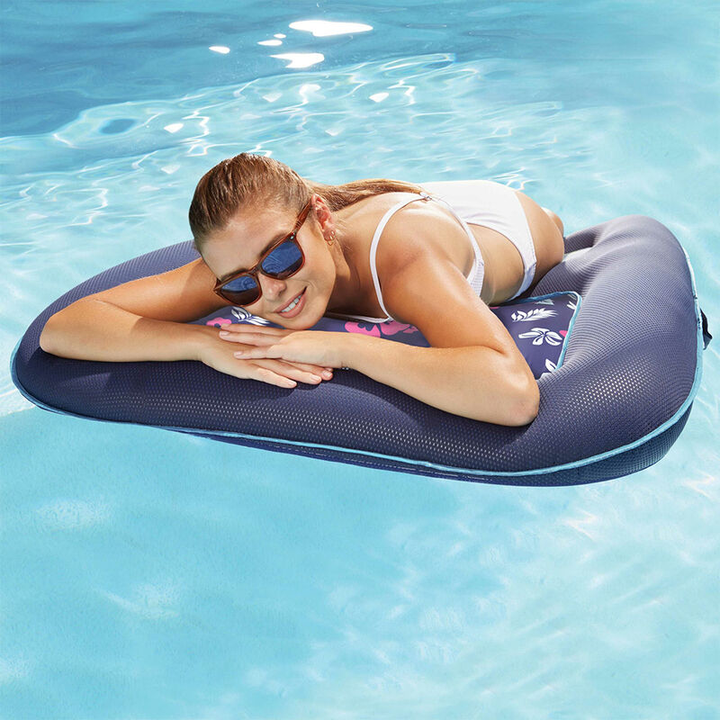 Aqua Leisure Campania 2-in-1 Recliner Pool Float Lounge, Teal/Blue Hibiscus image number 4