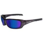 Wiley X WX Gravity Sunglasses, Black Crystal Frame/Blue Mirror Lens