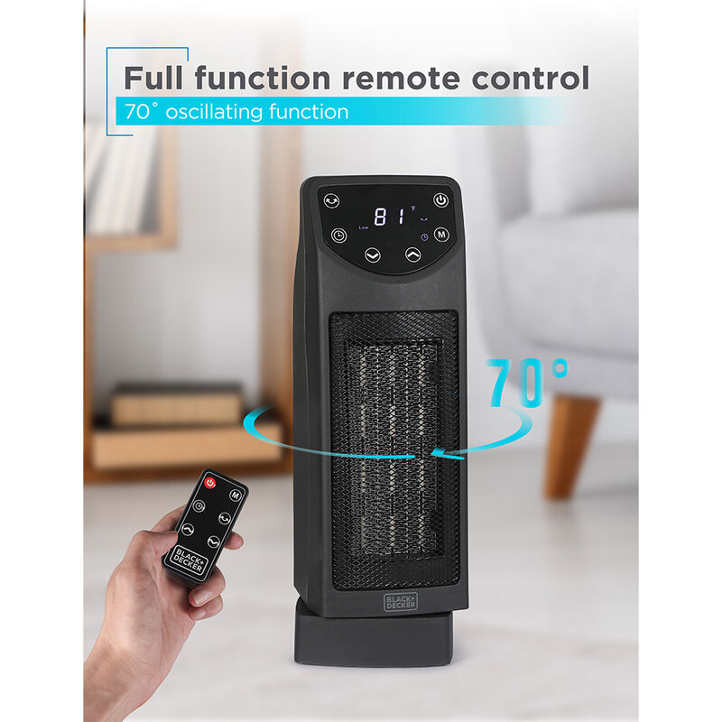 Black+Decker 1500W Oscillating Ceramic Electric Heater image number 3