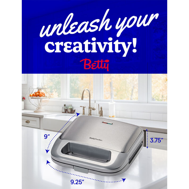 Betty Crocker 3-in-1 Indoor Grill, Sandwich/Panini Press, and Waffle Maker, Silver image number 8