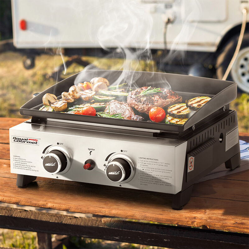 Royal Gourmet Portable 17" 2-Burner Tabletop Gas Griddle image number 4