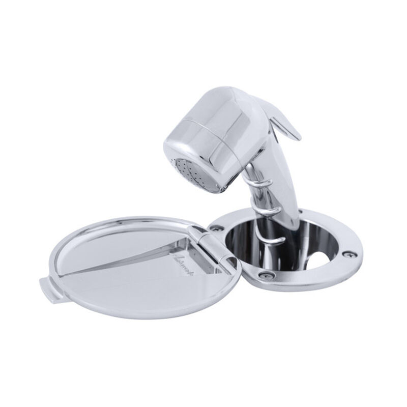 Ambassador Marine Recessed Shower, Plastic Lid, Small Sprayer, Chrome Black image number 3