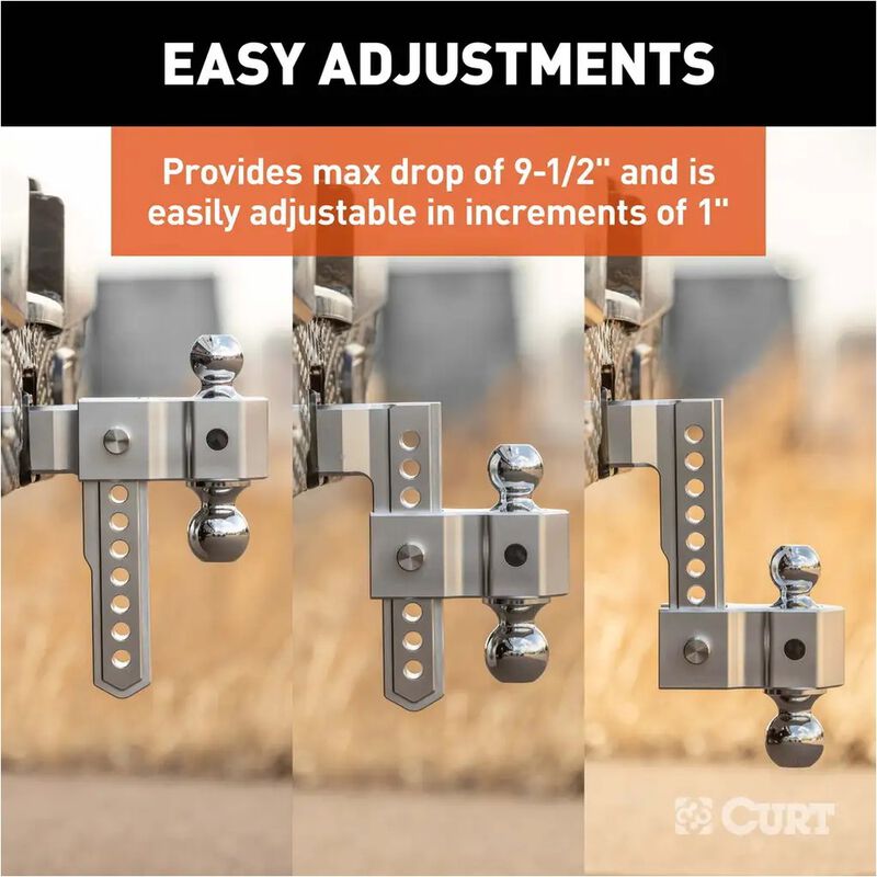 CURT AlumaLite Aluminum Hitch w/Dual Ball, 10 in Drop, 2-1/2 in Shank #45387 image number 11