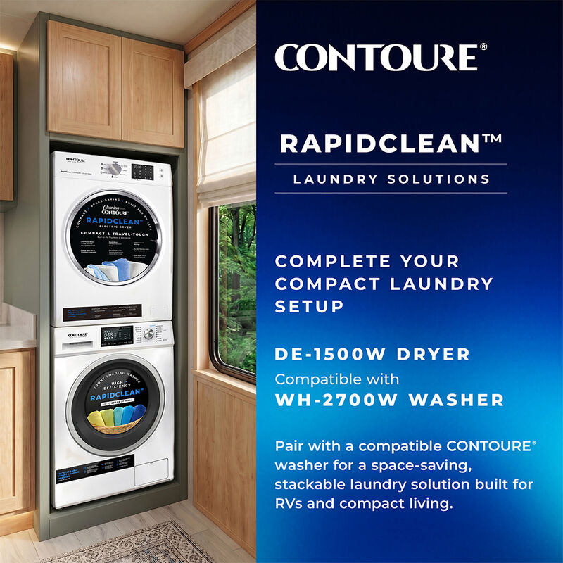CONTOURE DE-1500W 24" Stackable Front-Load Electric Dryer, White image number 6