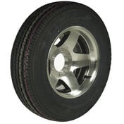 Trailer King II ST225/75 R 15 Radial Trailer Tire, 6-Lug Aluminum Black Star Rim