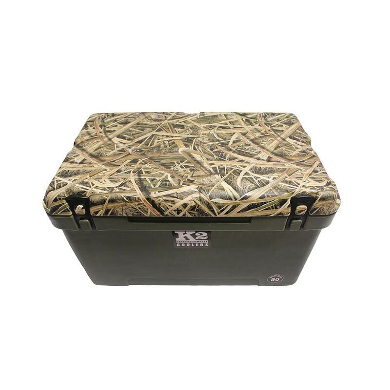K2 Summit 50 Quart Cooler, Duck Boat Green and Shadowgrass Blade Camo Lid image number 1
