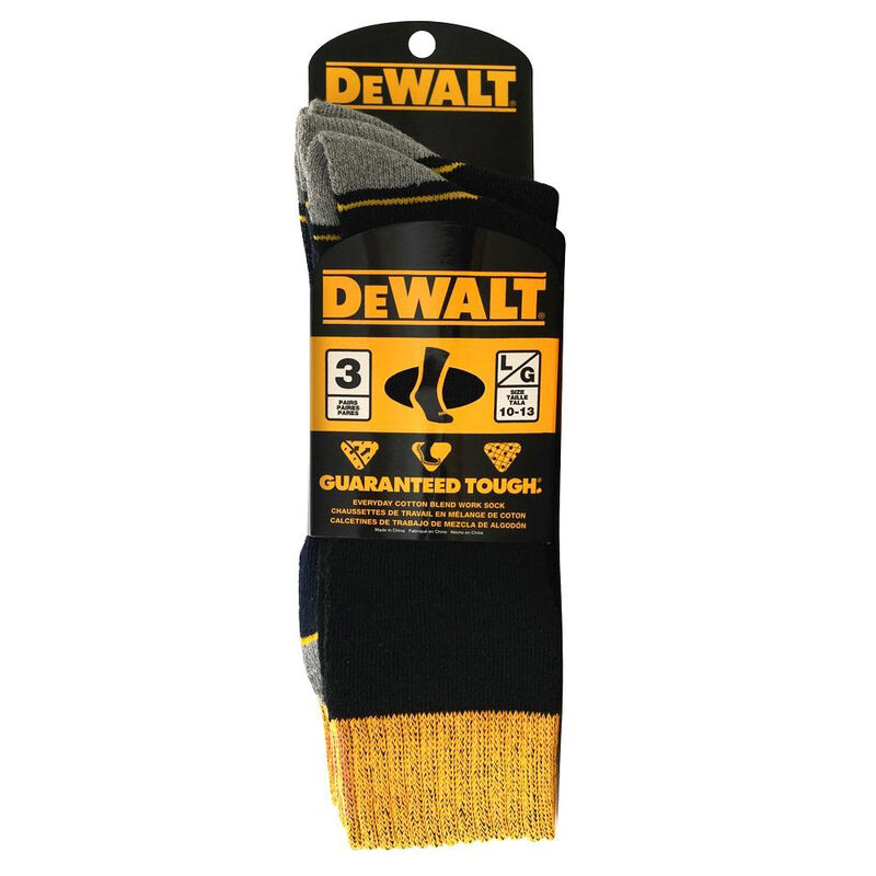 DeWalt Men’s Everyday Cotton-Blend Work Socks, 3-Pack image number 1
