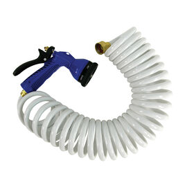 Whitecap Coiled Water Hose with Nozzle, 15' Long