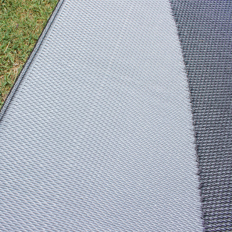 Reversible Graphic Design RV Patio Mat, 8' x 20', Black/Silver image number 7