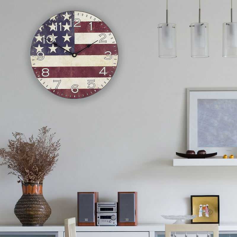 La Crosse 12" American Flag Wall Clock image number 2