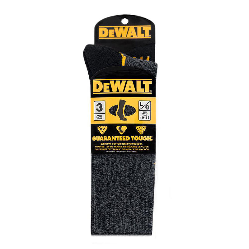 DeWalt Men&rsquo;s Everyday Cotton-Blend Crew Work Socks, 3-Pack image number 3