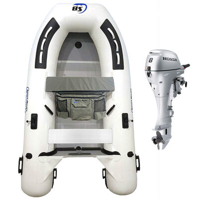 Island Hopper Manta Ray 8.8' Aluminum Floor Inflatable Sport Boat with Honda 8 HP Outboard with 15" Shaft