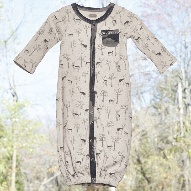 Mud Pie Infant Boys' Forest Deer Print Convertible Gown image number 2