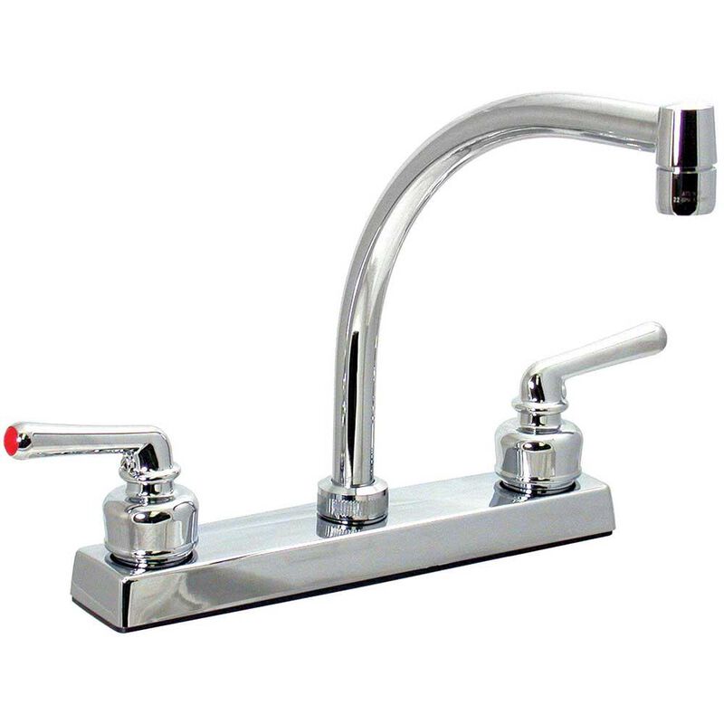 Chrome Finish Hi Arc Kitchen Faucet with Tea Cup Handles image number 1