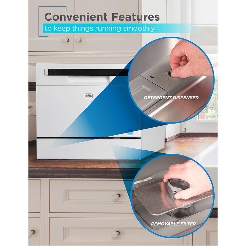 Black+Decker Countertop 6-Place Setting Dishwasher, White image number 7