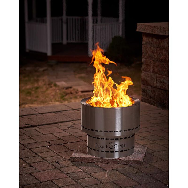 Flame Genie Inferno Wood Pellet Fire Pit with Tote, Stainless Steel image number 2
