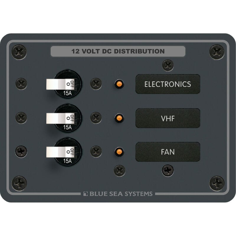 Blue Sea Systems Traditional Metal DC Panel 3 Positions