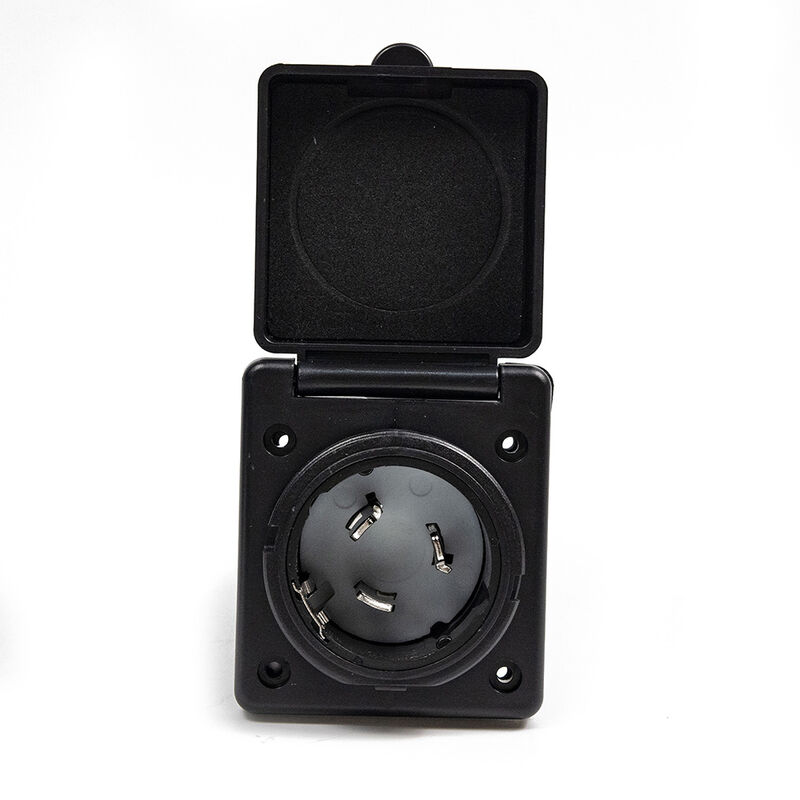 Electric World 50A Black RV Inlet with Stainless Steel Cover image number 2