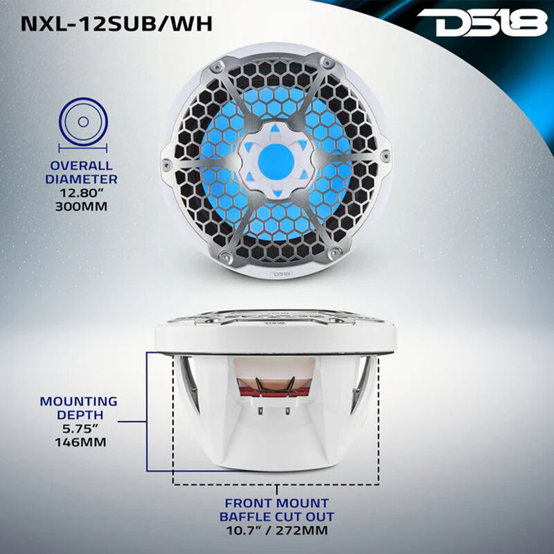 DS18 NXL-12SUB 12" Marine Subwoofer with RGB LED Lights, Each image number 6