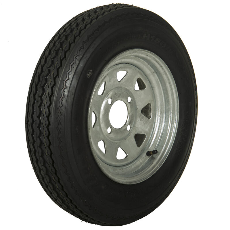 Tredit H188 5.30 x 12 Bias Trailer Tire, 4-Lug Spoke Galvanized Rim image number 1