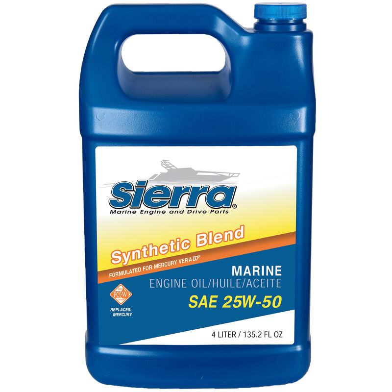 Sierra 25W-50 Oil For Mercury Marine Engine, Sierra Part #18-9552-3, 6-Pack image number 1
