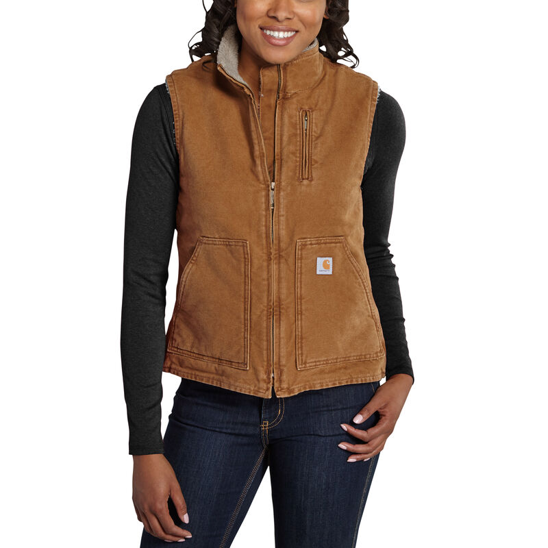 Carhartt Women's Sandstone Sherpa-Lined Mock-Neck Vest image number 2