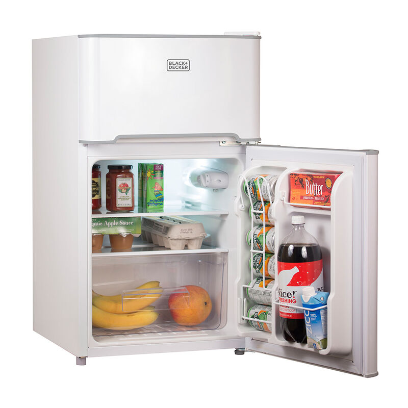 Black+Decker 3.1 cu. ft. 2-Door Mini Fridge with Freezer, White image number 3