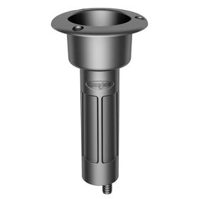 Tigress ABS Plastic Combination Rod and Cup Holder, 0&deg; Angle Round Top, Drain at Bottom, Black