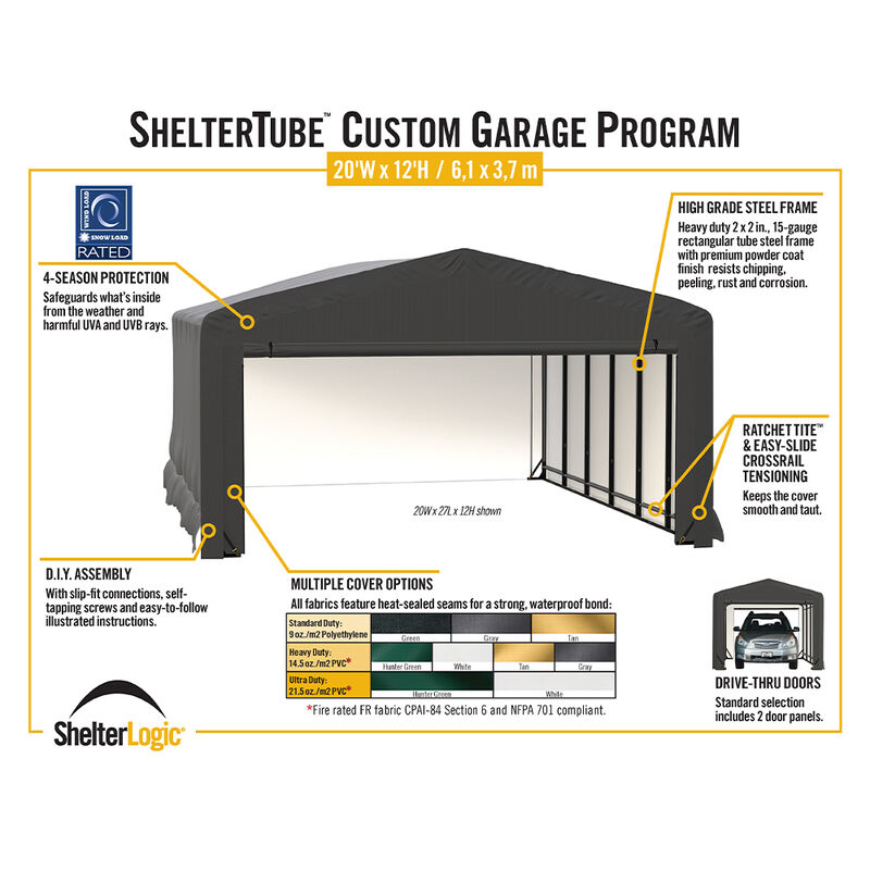 ShelterLogic ShelterTube Garage, 20'W x 32'L x 12'H image number 7