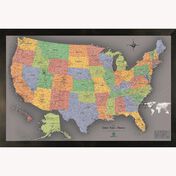 Magnetic Travel Map USA, Modern Grey, 36x24